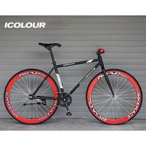 ( 픽시자전거 ) 26인치 입문용 픽시 바이크 30/40/60림 출퇴근 무단 자전거, 블랙 레드 26인치-60림