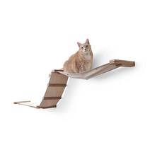 CatastrophiCreations Cat 다층 레이스웨이 해먹 벽걸이 라운저 오르기 및 놀이 가구 캣트리 선반 자연/천연 (LR11NANT), Wood Finish/Canvas, Natural Bamboo/Natural Canvas