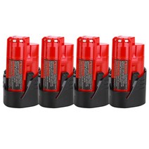 전동라쳇 충전식 3000mAh 배터리 Milwaukee M12 XC 무선 도구 v 48-11-2401 MIL-12A-LI, 03 4 Pcs Battery