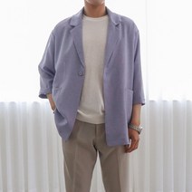 바젤 [BJ856] 남자하객룩 빅사이즈마자켓 시원한 7부 루즈핏 남자 여름자켓