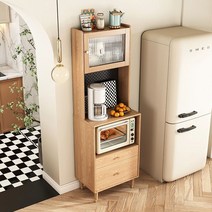 키큰 홈까페수납장 원목 키친 펜트리 홈바 미니오븐 부엌장 커피머신, 60CM 로그 칼라  (조립식)