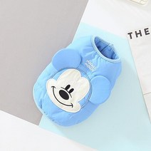 강아지 외출복 외투 자켓 애견옷디즈니 애완 동물 개 옷 겨울 따뜻한 미키 마우스 자켓 코튼 작은 중형 조, 04 Light Blue_01 XS