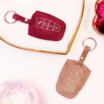 시에나 세미 럭셔리 그랜저 HG 스마트키 누벅 스타일 가죽 케이스 키홀더 키링, 베이지