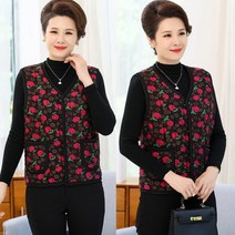 꽃무늬어머님용기모조끼 조끼 김장 레트로 겨울 털 안감 보온