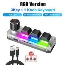 블루투스 무선 키보드USB 무선 블루투스 매크로 키패드 사용자 정의 미니 키보드 프로그래밍 핫 스왑 게임, 01 K03-RGB-Blcak-3R, 한개옵션1, 한개옵션2
