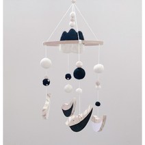 (스텔리나) 내츄럴우드 신생아흑백모빌 원목양모모빌 신생아모빌, 흑백