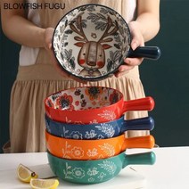 BLOWFISH FUGU 캐릭터 손잡이 그릇/도자기 손잡이 그릇+랜덤 사은품, 5P