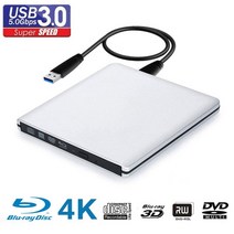 울트라 슬림 외부 광학 드라이브 4K 블루 레이 버너 USB3.0 DVD 플레이어 3D 라이터 리더 CD/DVD, 한개옵션0