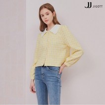 JJ지고트 프릴 칼라 체크 블라우스 GM3P0BLW3