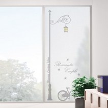 pg063-로맨틱커플자전거유리문시트지, B타입-좌측가로등