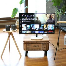 팔토 캠핑 티비 거치대 원형 원목 m5 m7 우드 스탠드 32인치 스마트 모니터 tv