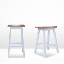 [리비니아] 런던 통원목 바스툴 식탁 바의자 1+1, 내츄럴화이트