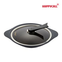 해피콜 티타늄 IH 인덕션 플라토팬 후라이팬&전골냄비 전천후 부대찌게팬 28cm, 유리뚜껑 세트