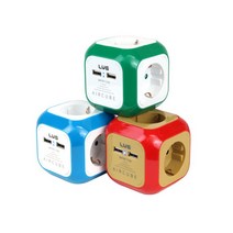 에어큐브 파워 4구 멀티탭 USB 2포트 1.5M 3M 5M, 레드, 1개