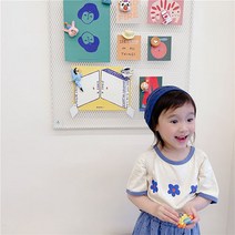 하랑이네 또또샵 유아동 3꽃 반팔 티셔츠 여아 남아 공용 어린이 키즈 등원복 등원룩 나들이 상의 반팔티 라운드 봄/여름용 기본티