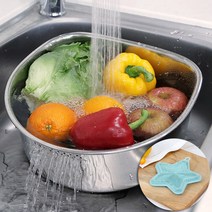 쿡차미 스텐설거지통 D형+실리콘 수세미 2P