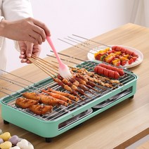 연기안나는 전기 그릴 불판 꼬치 구이 팬 바베큐 고기굽는 기계, 블루 세트A