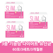 락토테미 슬림한 다이어트 모유 유래 유산균 체지방 감소 프로바이오틱스 분말 가루 스틱 3중 기능성, 3세트/3개월분, 2500mg/60포