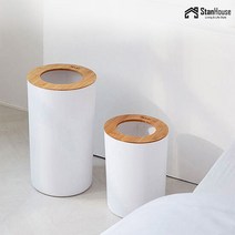 [스텐하우스] 모던 대나무 원목 원형휴지통 20L, 종류:그레이, 단품