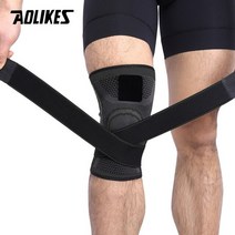 Aolikes 1pcs 무릎 지지대 전문 보호 스포츠 무릎 패드 통기성 붕대 무릎 보호대 농구 테니스 사이클링, 검은색, s