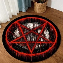 집들이 Sigil of Baphomet 라운드 카펫 집들이 선물 맞춤형 러그 Satan 홈 장식, 03 H_04 Diameter 100cm