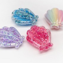 조개 가리비 빗 헤어브러쉬 크리스탈 블링블링 신학기 인싸 선물 휴대용 여행용, 블루