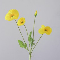 양귀비 조화 꽃 장식 부케 생화같은 꽃 인테리어 꽂장식, 옐로우