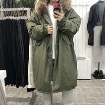 바나나마켓 오리털100% 리얼라쿤 개파카 롱야상 야상점퍼