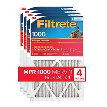 Filtrete 40.6x60.9x2.5cm(16x24x1인치) AC 히터 에어 필터 MPR 1000 마이크로 알레르기 유발 항원 방어 4팩 (정확한 치수 59.813x15.