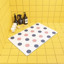 84x84 3세대 빨아쓰는 욕실 주방 규조토 발매트, 블루핑크 도트