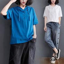 K.ONLINE SHOP여성 5부 후드티 반팔 티셔츠 루즈핏 여름티 wp21 후드티 후드집업 가디건