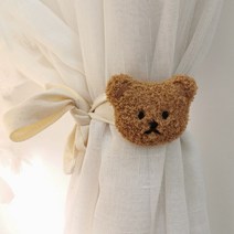 귀여운 곰돌이 커튼 타이백 집게 커튼끈, 브라운