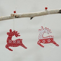 한소픈 크리스마스 우드 오너먼트 크리스마스 소품 겨울 인테리어용품 트리데코 선물주머니, 순록8P 1Box