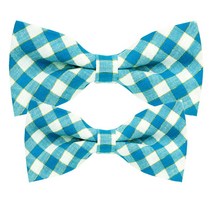 타이타이 블루&화이트 골드메탈릭 비비드 체크 아빠와아들 매칭 보타이 세트 CP3383