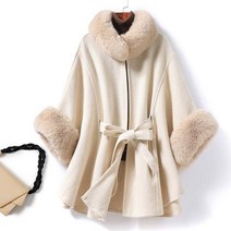 캐시미어 케이프 코트 베이지 명품 스타일 수입 고급 밍크 망토 겨울 판쵸 30 40 대 미시룩 연말 모임룩 등원룩