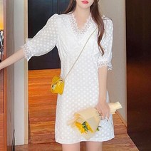 Line 셀프웨딩 드레스 펀칭 미니원피스 2컬러