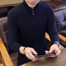 남자목폴라니트 가을겨울용 남성용 반터틀넥 스웨터 남성청년 단색 개성 니트 지퍼 남자