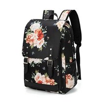 십대 소녀를위한 LEDAOU 학교 배낭 여성 책가방 가방 여행을위한 15.6 인치 노트북 데이팩 (플로랄 블랙-2)