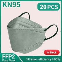 FFP2 4 중 보호 안면 마스크 KN95 CE 인증 성인 KN95 마스크 FPP2 인증, 20pcs light green