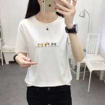 스타일아유 여성용 캐릭터 프린트 반팔 티셔츠