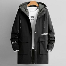 남성용 롱 트렌치 코트 새로운 스트리트웨어 패션 프린트 블랙 그린 윈드 브레이커 남성 후드 캐주얼 재킷 플러스 사이즈