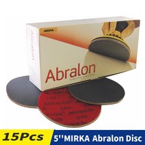 Mirka Abralon 5 인치 스폰지 샌드페이퍼 폼 후크 및 루프 폴리싱 버핑 디스크 125mm 그립 플록 시트, [02] 360, [03] 15 Piece