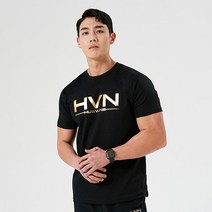 허그본 프리미엄 모달 빅로고 HVN 액티브골드 머슬핏 반팔