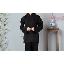 사물놀이 의상 행전 세트 농악 사물복 연주 난타 풍물놀이 공연 옷 국악 동아리 민복 삼색띠, M, 블랙 남자 상의