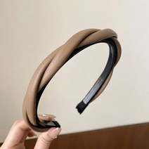 단발묶기 보브단발 붙임머리스타일링 Pu 가죽 꼰 머리띠 커피 베이지 블랙 트위스트 여자 헤어 밴드 악세서리, [14] PU Leather brown, [14] PU Leather brown