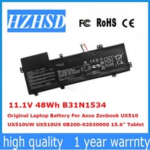 아수스 노트북 배터리 11.1v 48wh b31n1534 asus zenbook ux510 ux510uw ux510ux 0b200-02030000 15.6quot 태블릿, 없음