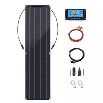 50w 100w 단결정 유연한 태양 전지 패널 키트 홈 캠핑카 rv 보트 오프 그리드 애플리케이션을위한 12v 배터리 충전기 시스템, 50w 키트 블랙
