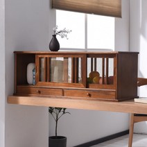 원목 주방 미닫이 그릇장 수납 옛날감성 부엌 레트로, 80cm 4도어 브라운