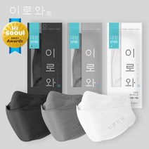 이로와 마스크 KF80 대형, 50매입, 1개, 블랙