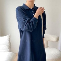 다잇템 여자 피케 FW 면원단 민무늬 미니원피스